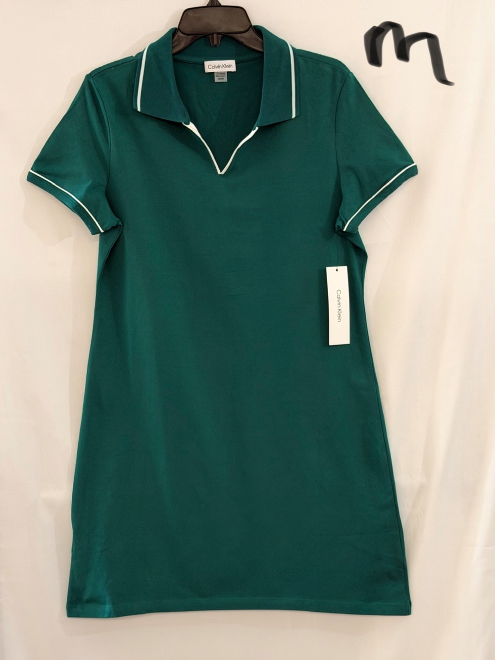 Calvin Klein Teal Polo Mini Dress with White Trim